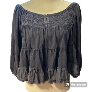 Lucky Brand Textured Long Sleeve Top